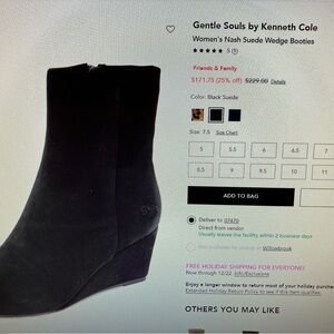 Gentle Souls  by Kenneth Cole. Women’s Nash Suede Wedge booties. New, no box.